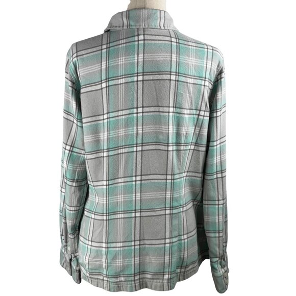Like new PATAGONIA Fjord Organic Cotton Plaid Flannel Shirt in Mint & Gr… - Picture 3 of 11